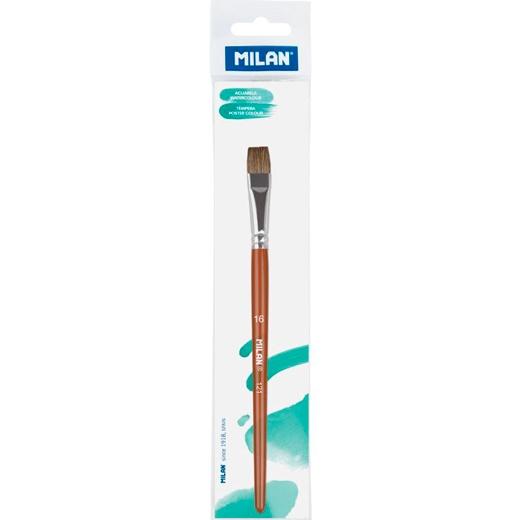 MILAN PINCEL ESCOLAR PLANO SERIE 121 Nº 16 EN BOLSITA C/COLGADOR MARRÓN