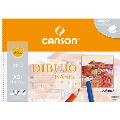 CANSON BLOC DIBUJO BASIK ESPIRAL MICROPERFORADO 20 HOJAS 150 GR. RECUADRO 32,5X46CM -10U-