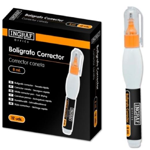 INGRAF BOLÍGRAFO CORRECTOR OFFICE 8ML. 870 - Pack de 12 unidades