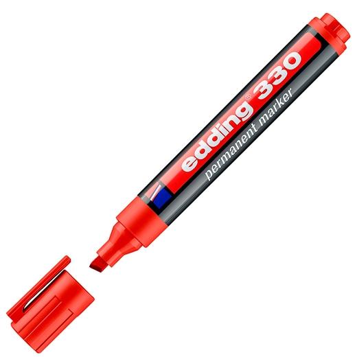 EDDING MARCADOR PERMANENTE 330 P/BISELADA ROJO - Pack de 10 unidades