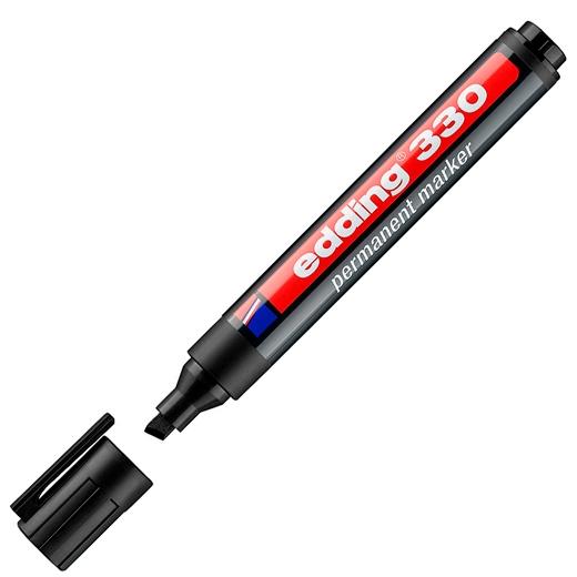 EDDING MARCADOR PERMANENTE 330 P/BISELADA NEGRO - Pack de 10 unidades