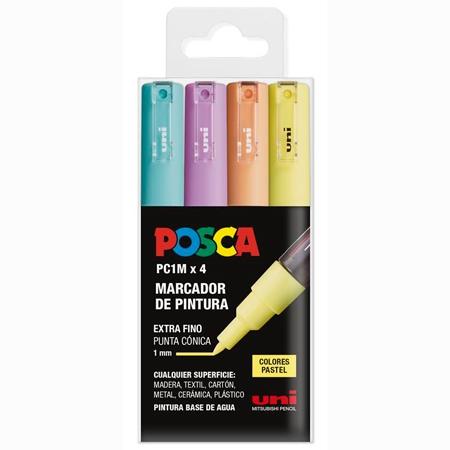 POSCA MARCADOR PC-1M/4C NO PERMANENTE PUNTA FINA 0.7MM COLORES SURTIDOS PASTEL -4U- - Color no elegible