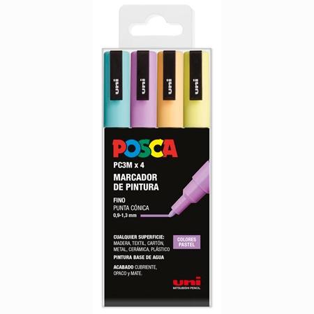 POSCA MARCADOR PC-3M/4C NO PERMANENTE PUNTA FINA 0.9MM-1.3MM COLORES SURTIDOS PASTEL -4U- - Color no elegible