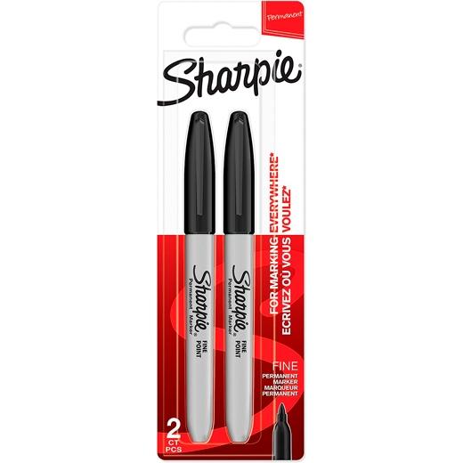 SHARPIE MARCADOR PERMANENTE PUNTA FINA BLISTER DE 2 NEGRO