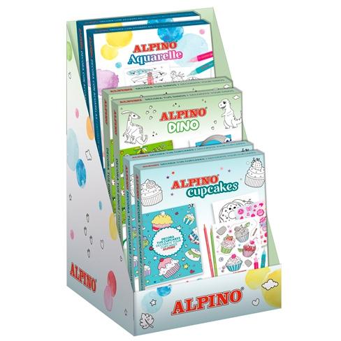 ALPINO EXPOSITOR SETS CREATIVOS DINO + AQUARELLE + CUPCAKES