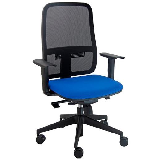 UNISIT SILLA BLAZE GIRATORIA SINCRO C/RUEDAS (BRAZOS OPCIONALES) RESPALDO MALLA NEGRO Y ASIENTO ACOLCHADO AZUL