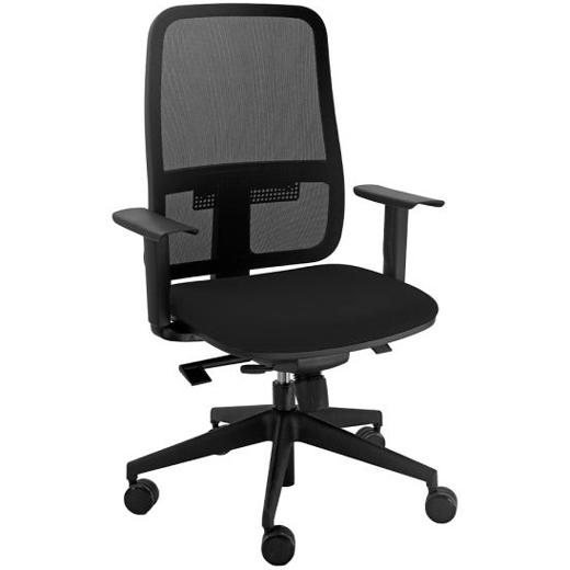 UNISIT SILLA BLAZE GIRATORIA SINCRO C/RUEDAS (BRAZOS OPCIONALES) RESPALDO MALLA NEGRO Y ASIENTO ACOLCHADO NEGRO