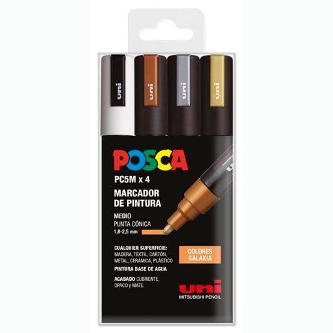POSCA MARCADOR PC-5M/4C NO PERMANENTE 1.8MM-2.5MM COLORES SURTIDOS GALAXIA -ESTUCHE 4U- - Color no elegible