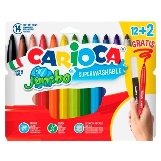 CARIOCA ROTULADORES JUMBO SUPER LAVABLES ESTUCHE 12+2 GRATIS C/SURTIDOS - Color no elegible
