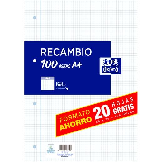 RECAMBIO OXF. A4 100h 4 TAL. CD.4 - 400195058 - 1 unidad