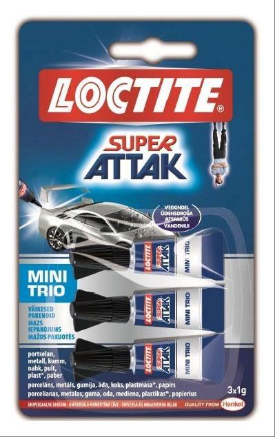 LOCTITE SUPER ATTAK MINI TRIO ADHESIVO INSTANTÁNEO 3X1G - Pack de 12 unidades