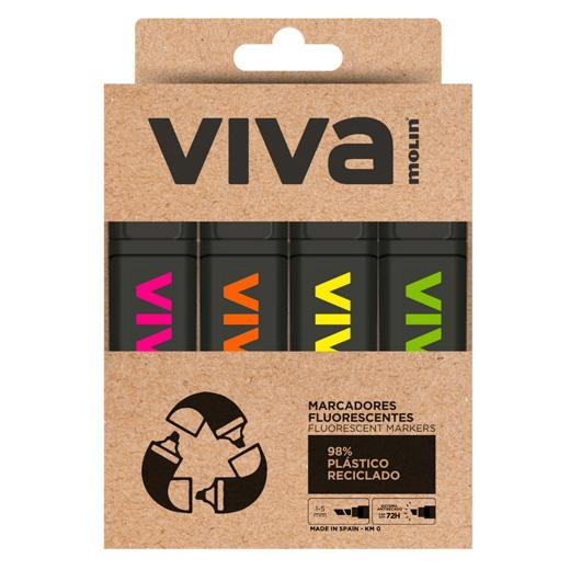 MOLIN MARCADOR FLUORESCENTE VIVA ECO C/SURTIDOS ESTUCHE 4 UD - Color no elegible