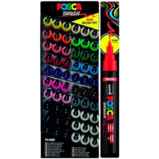 POSCA MARCADOR PC-5BR BRUSH PUNTA M SEMIFLEXIBLE COLORES SURTIDOS EXPOSITOR 60 UD - Color no elegible
