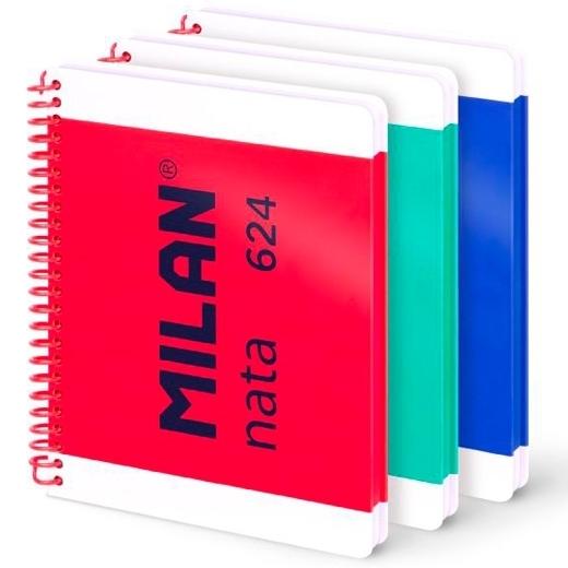 MILAN CUADERNO ESPIRAL A5 80H 95GR LISO TAPA DURA COLECCIÓN NATA® 624 SINCE 1918 SURTIDO PACK 3 UD - Color no elegible