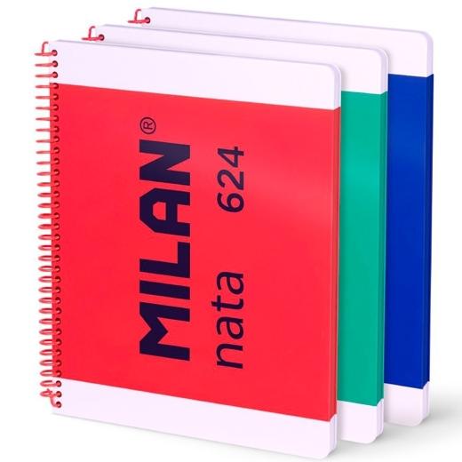 MILAN CUADERNO ESPIRAL A4 80H 95GR 5X5 TAPA DURA COLECCIÓN NATA® 624 SINCE 1918 SURTIDO PACK 3 UD - Color no elegible