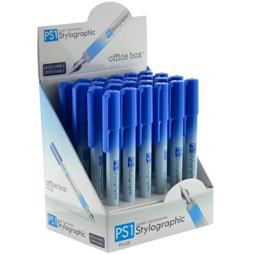 OFFICE BOX PLUMA ESTILOGRÁFICA PS1 DESECHABLE TINTA AZUL EXPOSITOR 24 UD