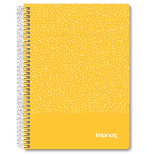 IMPREX CUADERNO ESPIRAL TAPA PP A5 80H 90GR 4X4 AMARILLO - Pack de 4 unidades