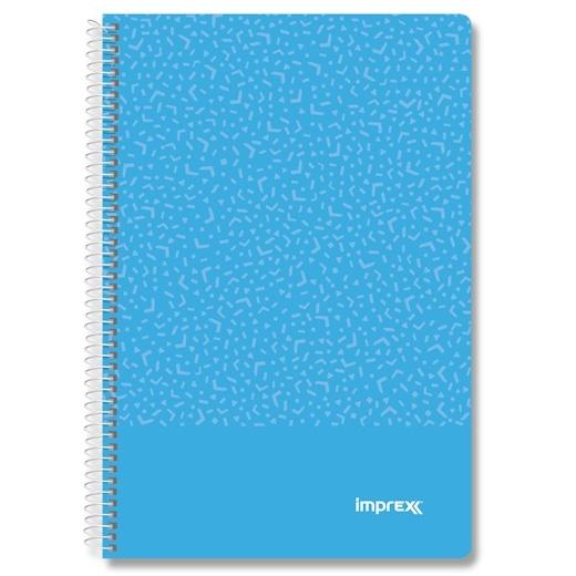 IMPREX CUADERNO ESPIRAL TAPA PP FOLIO 80H 90GR 4X4 AZUL - Pack de 4 unidades