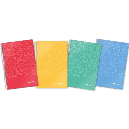 IMPREX CUADERNO ESPIRAL TAPA PP FOLIO 80H 90GR 4X4 ROJO - Pack de 4 unidades