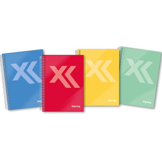 IMPREX CUADERNO ESPIRAL TAPA FORRADA A5 80H 90GR 4X4 ROJO - Pack de 4 unidades