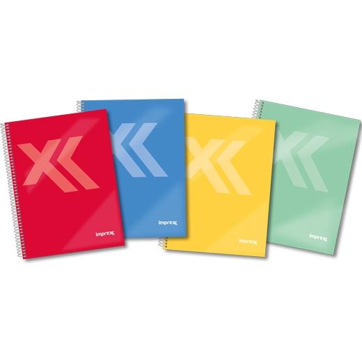 IMPREX CUADERNO ESPIRAL TAPA FORRADA FOLIO 80H 90GR 4X4 ROJO - Pack de 4 unidades