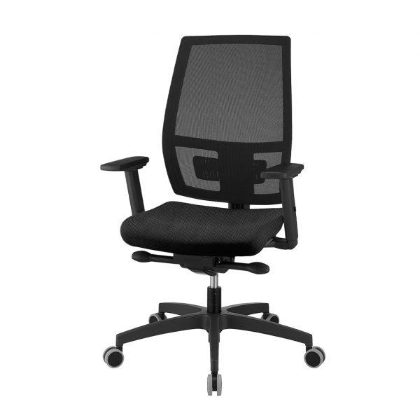 UNISIT SILLA MELANIA GIRATORIA SINCRO CON TRASNLAP REPOSABRAZOS AJUSTABLES RESPALDO MALLA NEGRO Y ASIENTO ACOLCHADO NEGRO