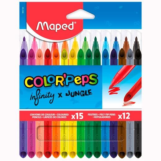 MAPED SET COLOR´PEPS INFINITY 12 ROTULADORES PEPJUNGLE Y 15 LÁPICES DE COLORES INFINITY C/SURTIDOS - Color no elegible