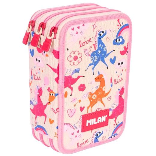 MILAN PLUMIER 3 PISOS CON CONTENIDO SERIE ESPECIAL FLOWICORN BEIGE