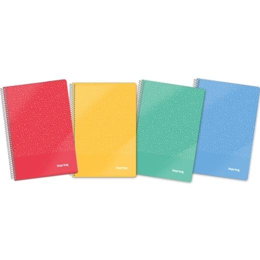 IMPREX CUADERNO ESPIRAL TAPA PP FOLIO 80H 90GR HORIZONTAL COLORES SURTIDOS - Pack de 4 unidades