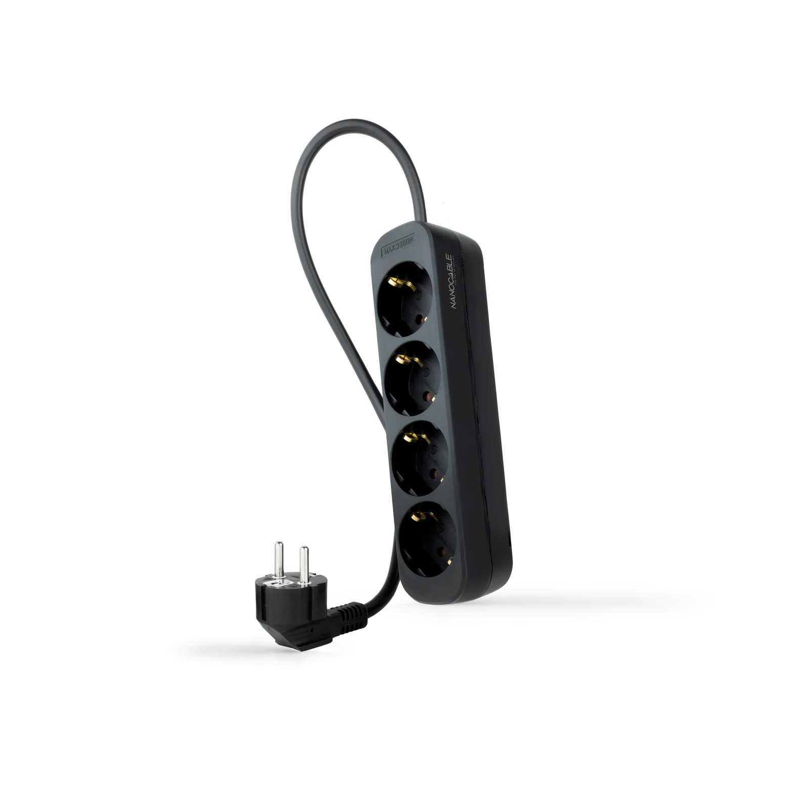 Regleta de Enchufes con 4 Tomas, 1.4 m, Negro