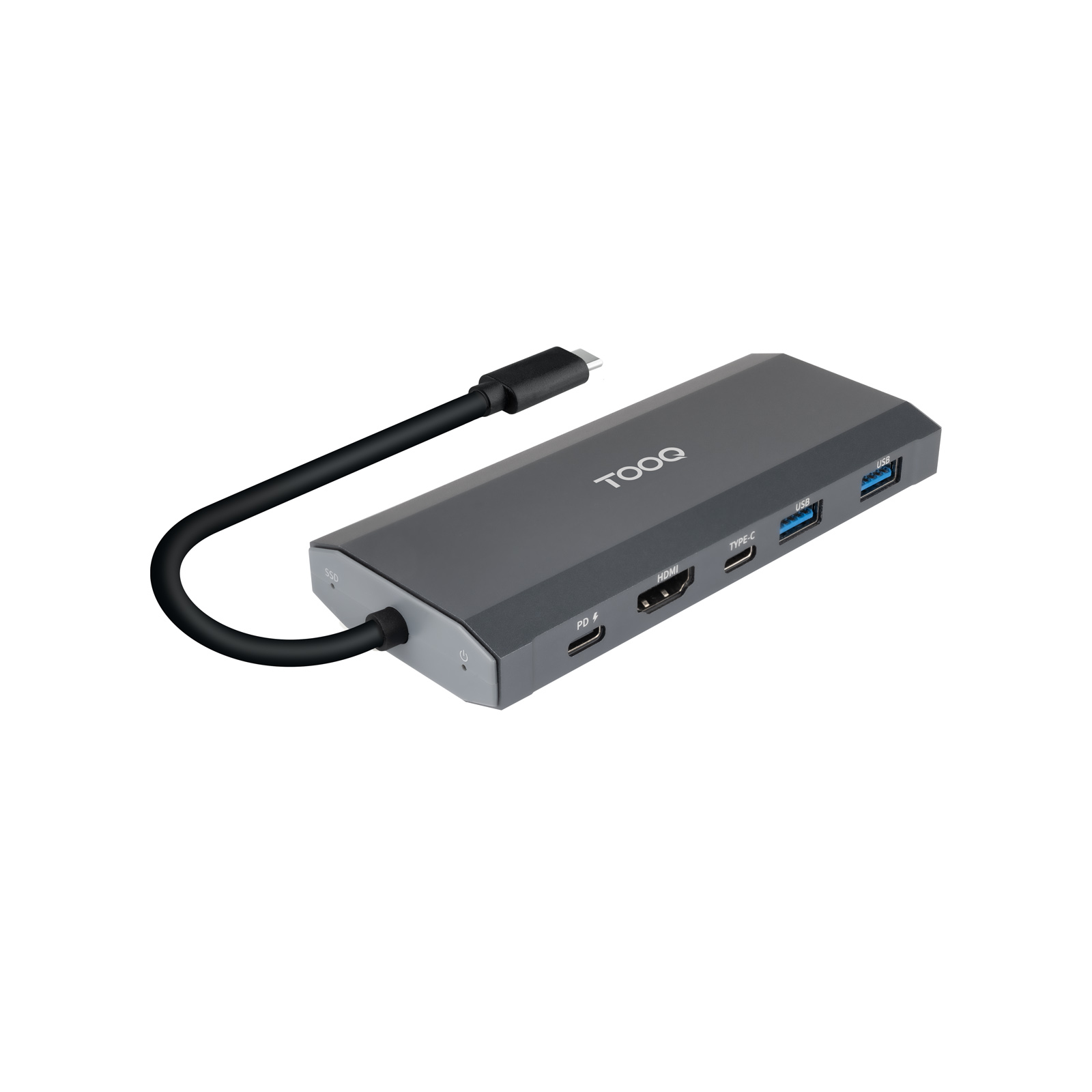 Caja externa para SSD M.2 NGFF/NVMe + HUB USB 3.2 Gen2 con 1xUSB-C/PD + 2xUSB-A + USB-C + HDMI, Gris