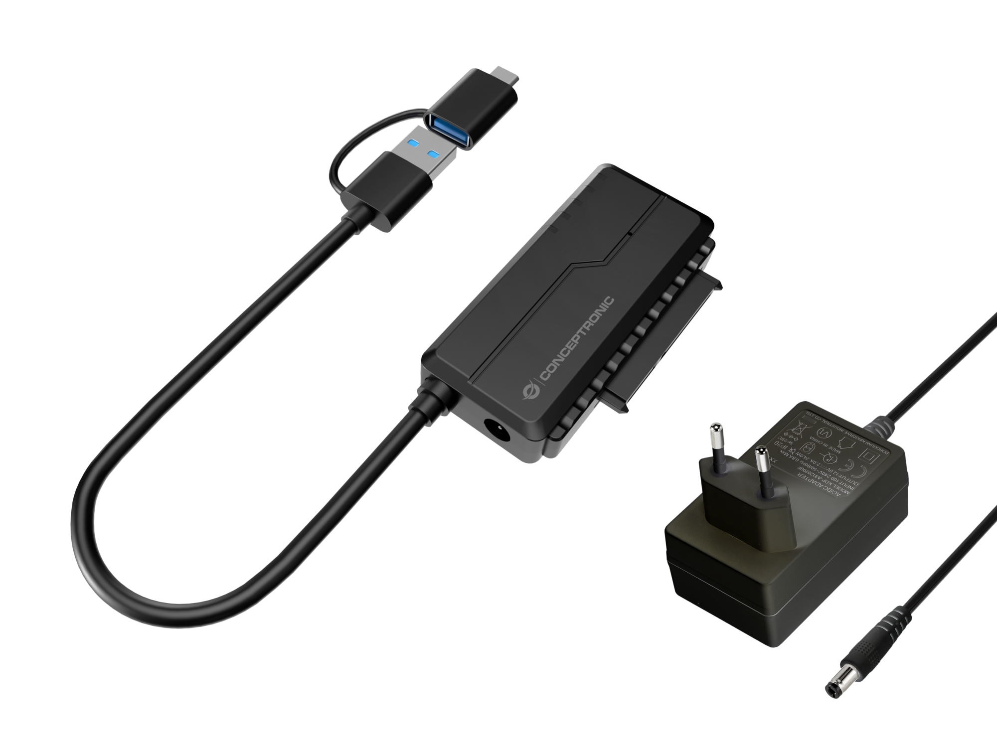ABBY21B cambiador de género para cable USB Type-A SATA 22-pin Negro