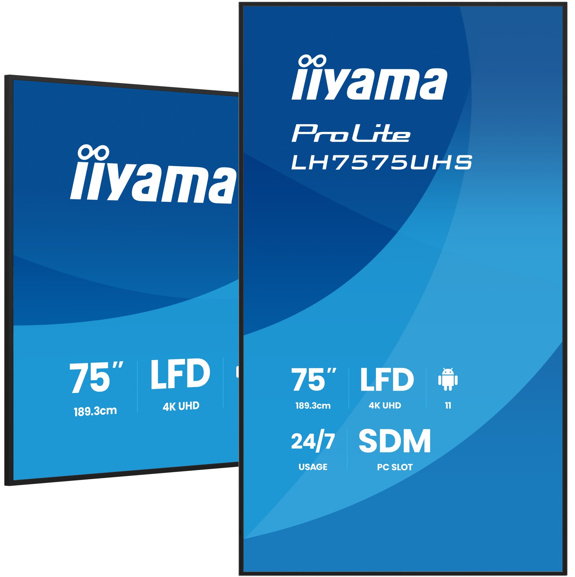 LH7575UHS-B2AG pantalla de señalización Pantalla plana para señalización digital 190,5 cm (75") LCD Wifi 500 cd / m² 4K Ultra HD Negro Procesador incorporado Android 11 24/7