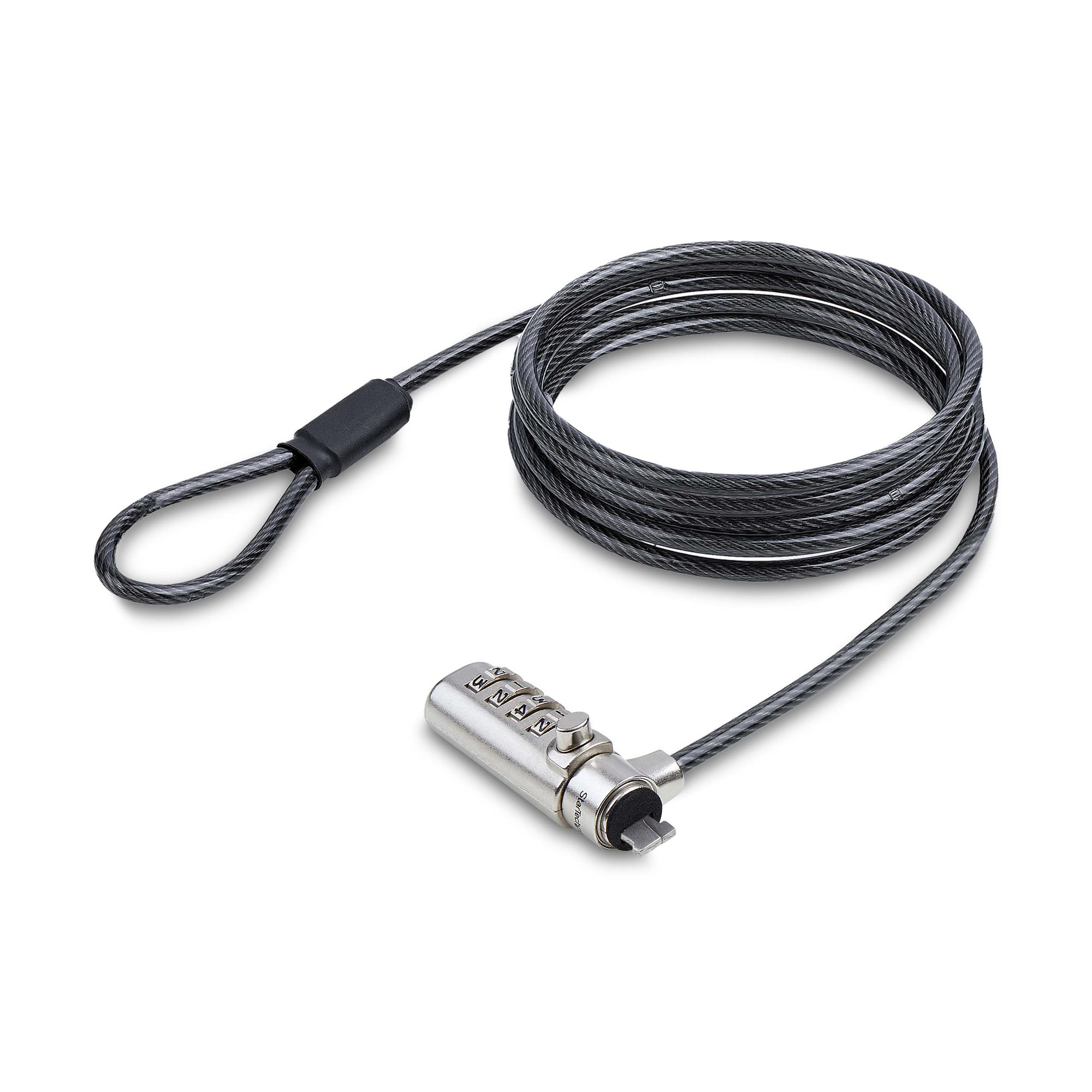 Cable de Seguridad de 1,5m con Candado Delgado Compatible con Nano de Combinación para Portátil - Cable Antirrobo para Ordenador Portátil - Combinación de 4 Dígitos