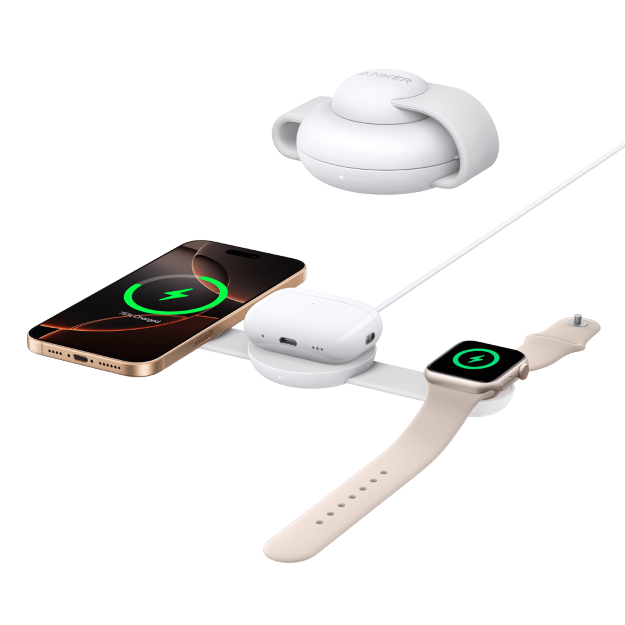 B25M8H21 cargador de dispositivo móvil Auriculares, Auriculares, Smartphone, Reloj inteligente Blanco Cargador inalámbrico Carga rápida Interior