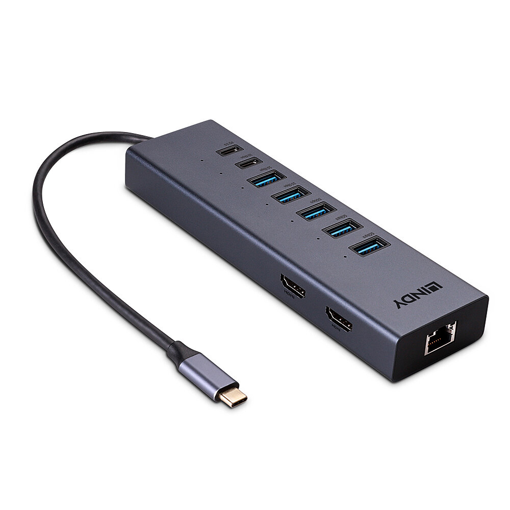 43373 base para portátil y replicador de puertos Alámbrico USB 3.2 Gen 2 (3.1 Gen 2) Type-C Gris