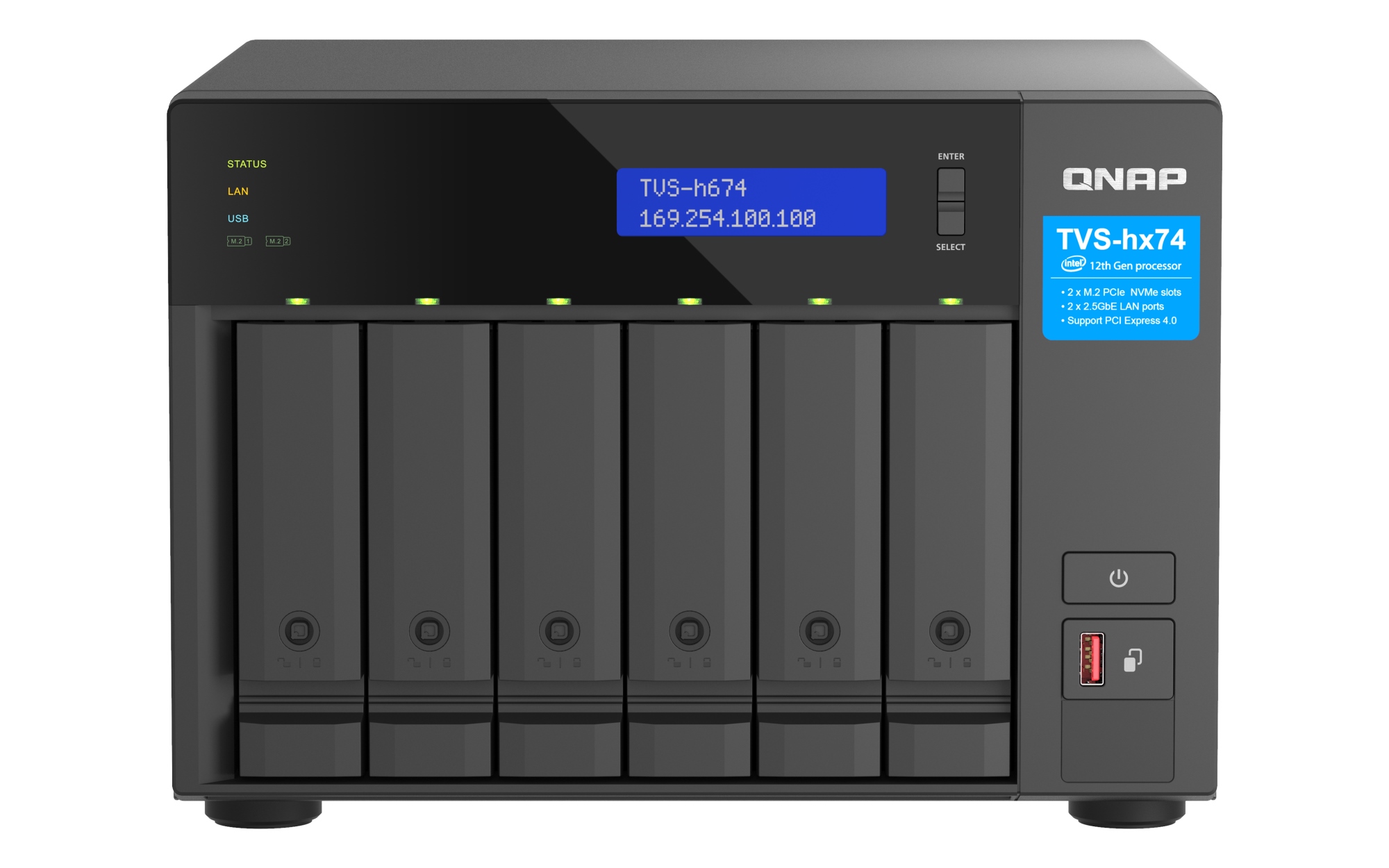 TVS-H674 NAS Torre Intel® Core i5 i5-12400 32 GB DDR4 0 TB QuTS hero Negro