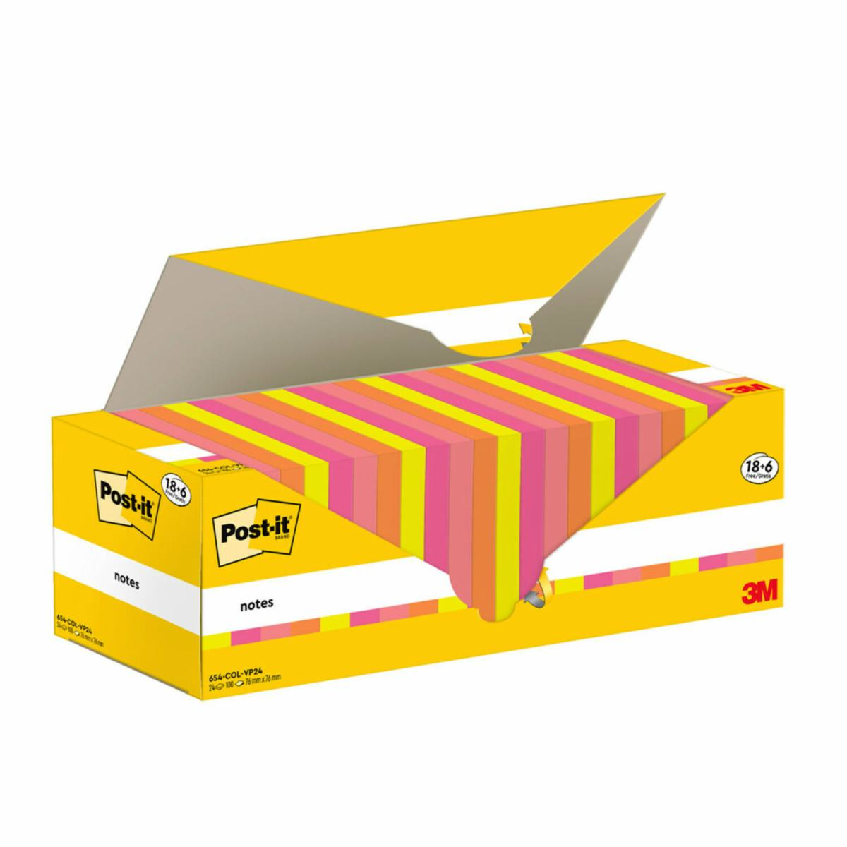 3M , Haftnotizen, mehrfarbig nota autoadhesiva Plaza Magenta, Naranja, Rosa, Amarillo 100 hojas Autoadhesivo