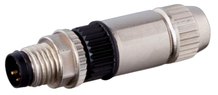 FWP-IOPLUGM-M8 conector M8 3-Pin Negro, Acero inoxidable