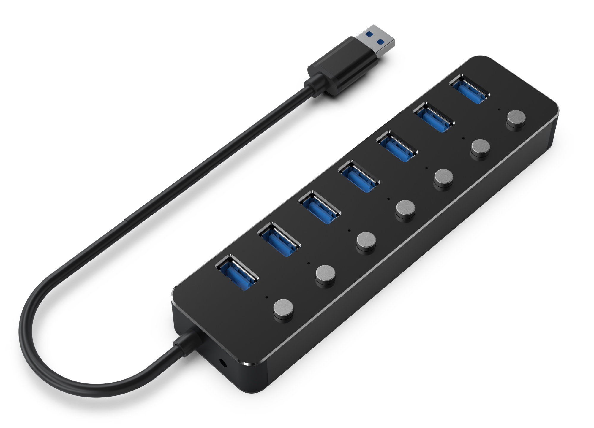 UHB-U3P7P-01 hub de interfaz USB 3.2 Gen 1 (3.1 Gen 1) Type-A 5000 Mbit/s Negro