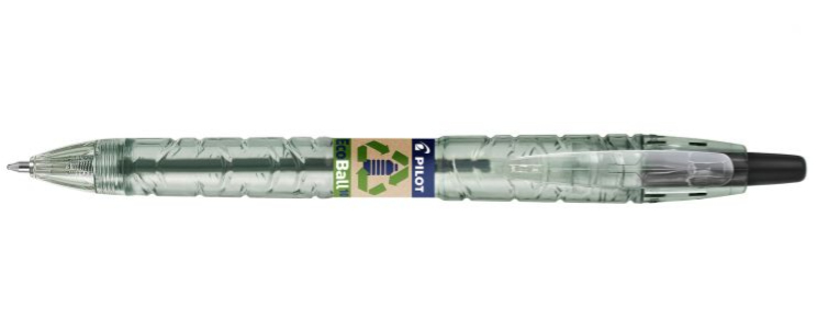 B2P Ecoball BeGreen Negro Bolígrafo de punta retráctil con pulsador Extrafino