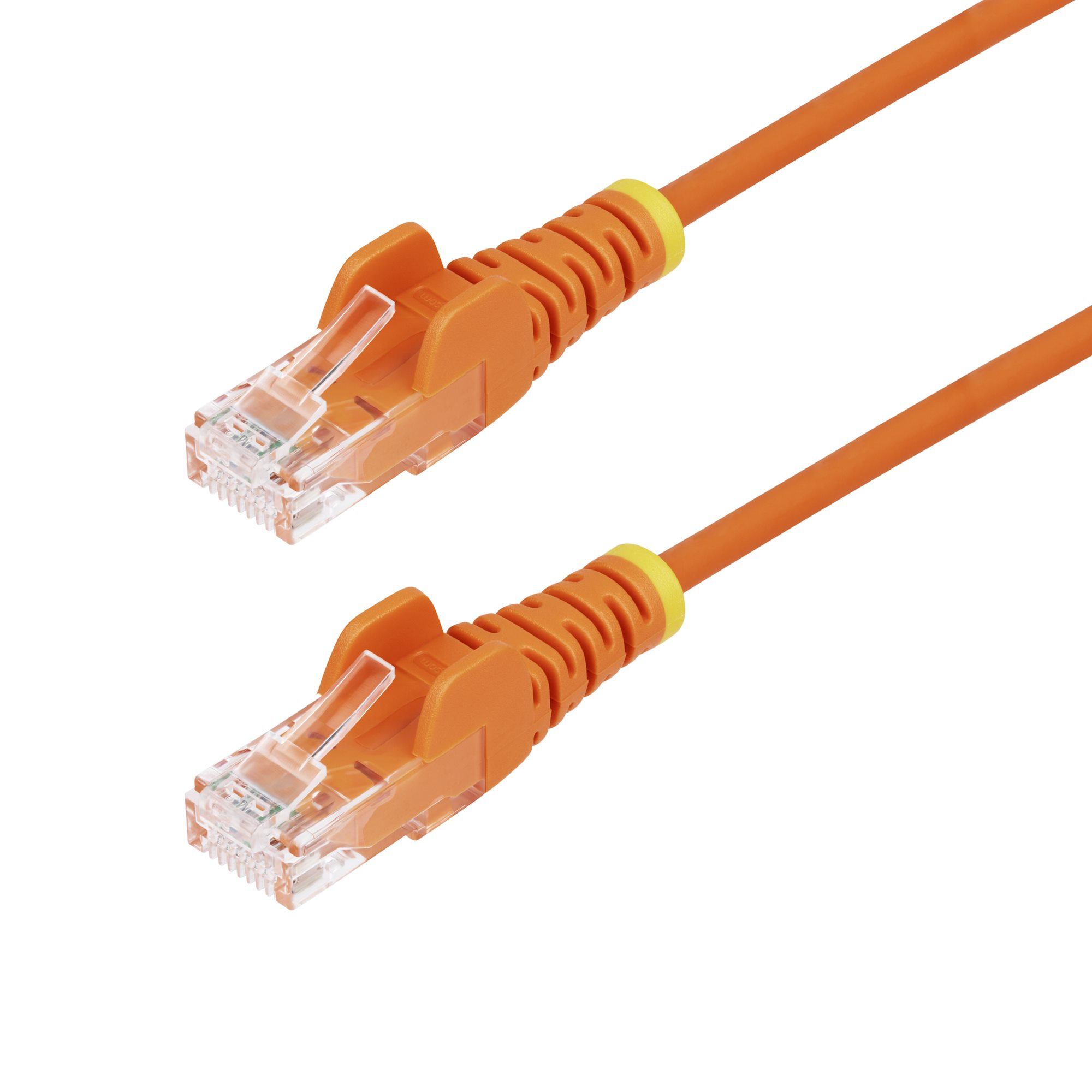 Cable de Red Ethernet CAT6 Delgado sin Enganches Naranja de 2m - Cable RJ45 Snagless Slim 28AWG - Alambre de Cobre Puro - PoE 100W - con Alivios de Tensión - LSZH - Probado con Fluke