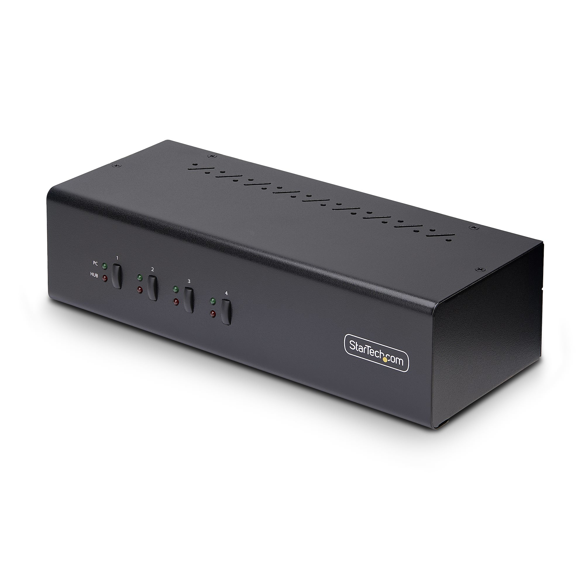 Switch Conmutador KVM de 4 Puertos y 2 Monitores DisplayPort - 4K 60Hz - Hub Ladrón 2 Puertos USB 5Gbps - 2x USB 2.0 HID - Teclas de Acceso Rápido y Botones - TAA