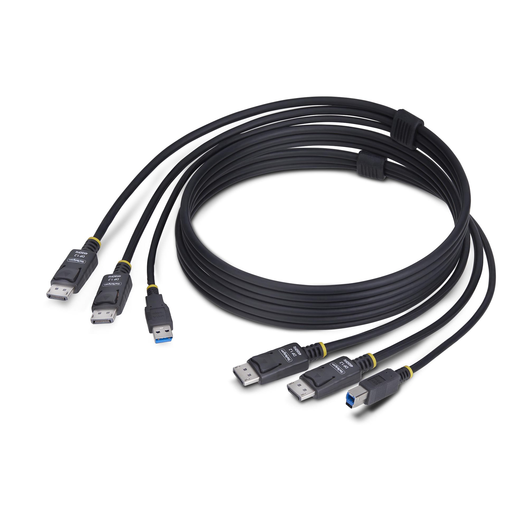 Cable KVM DisplayPort de Doble Pantalla con USB 5Gbps de 1,8m - 4K 60Hz - Cable Combinado DP 1.2/USB 3.0 Universalmente Compatible con Conmutadores KVM para Dos Monitores