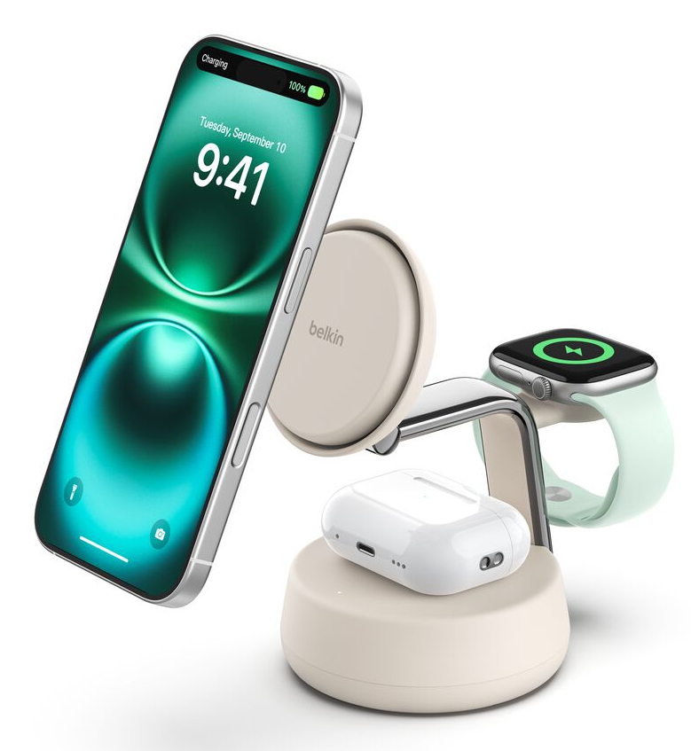 Qi2 Fitness tracker, Auriculares, Smartphone, Reloj inteligente Blanco USB Cargador inalámbrico Carga rápida Interior