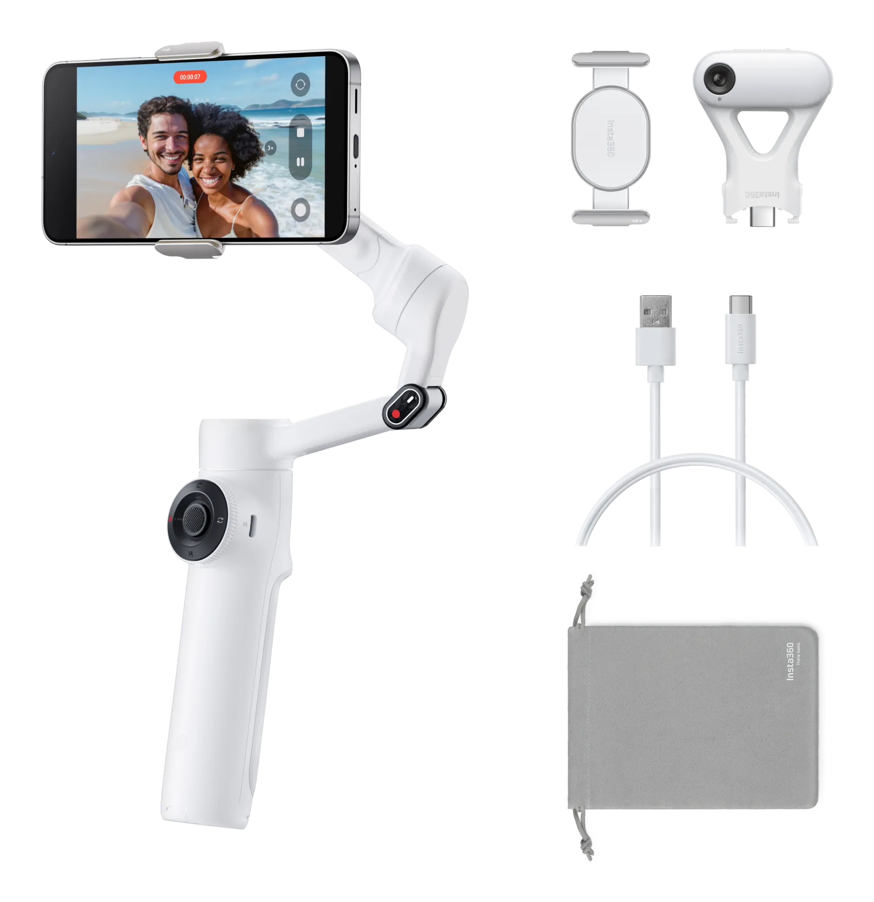Flow 2 AI Tracker Bundle Estabilizador de cámara para smartphone Blanco