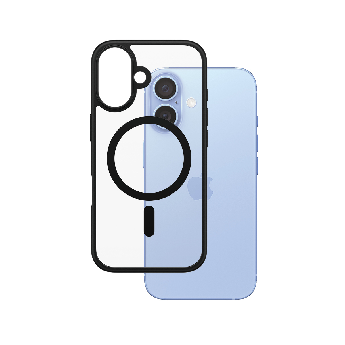 HardCase Transparent w. Black MagSafe & Frame iPhone 16 funda para teléfono móvil Negro