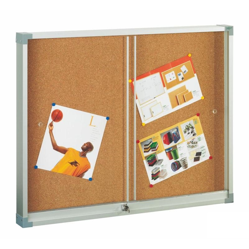 614-2U tablón de anuncio Tablón de anuncios fijo Aluminio, Marrón Aluminio, Corcho, Plástico
