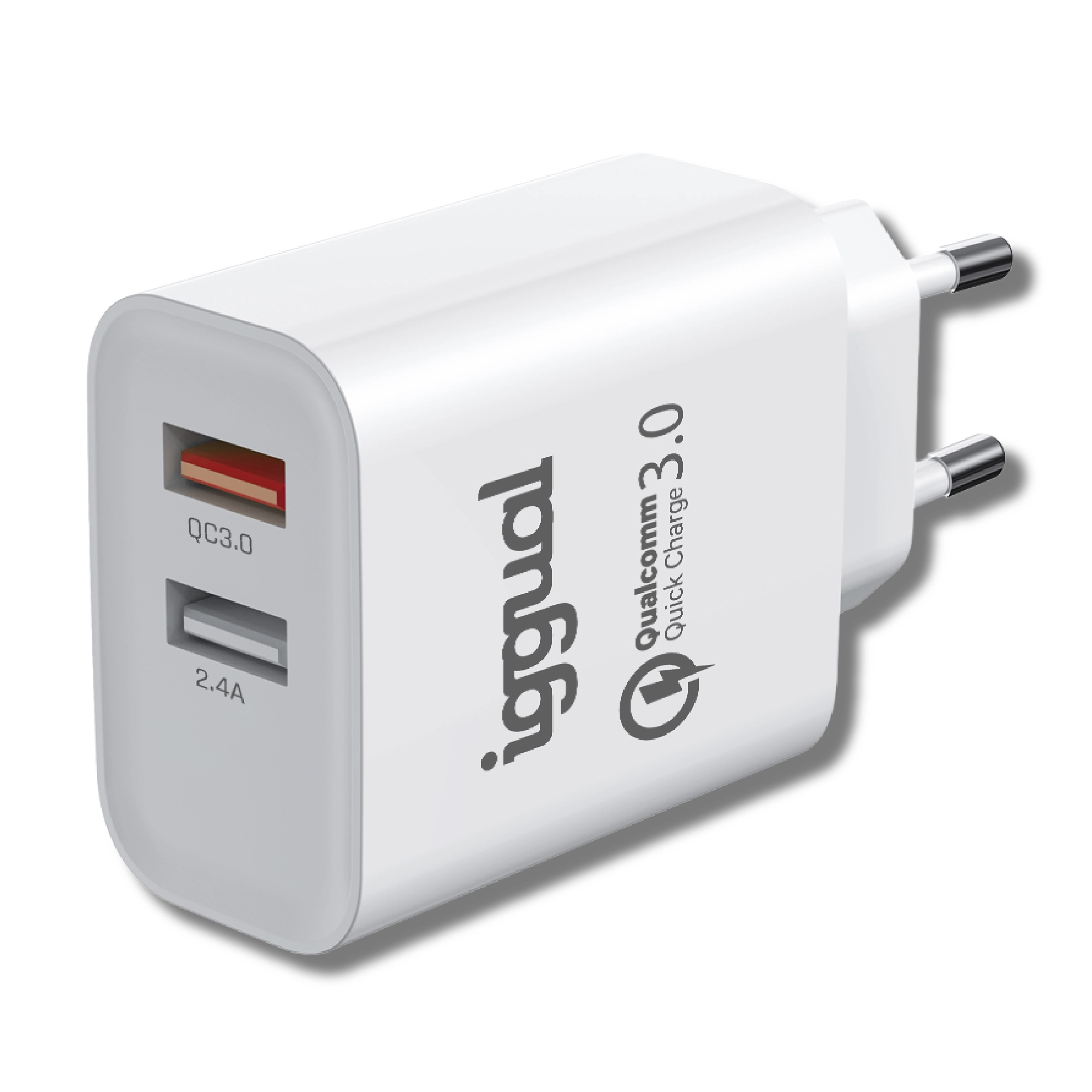 Cargador doble 2xUSB carga rápida QC3.0 30W