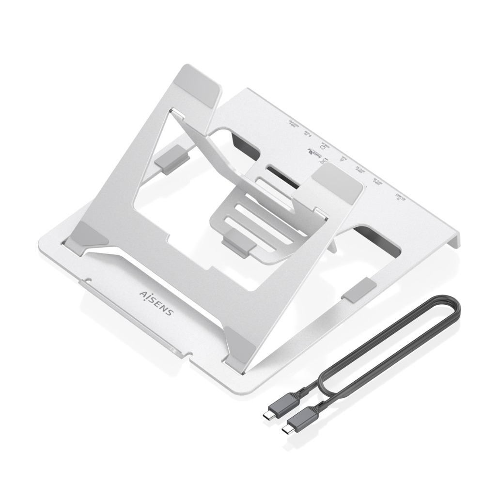 Soporte de Sobremesa Ajustable para Portatil / Tablet con USB-C Docking 7 en 1, Gris